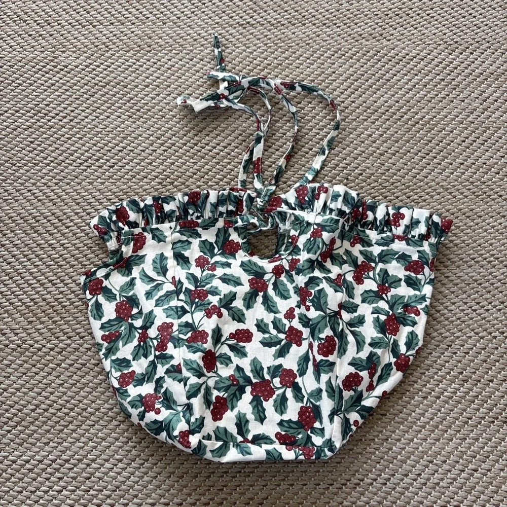 LONGABERGER  1994 Edition Jingle Bell Basket Holly Liner #279017